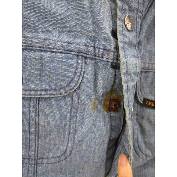 VINTAGE Lee Jacket Small Western Trucker Denim Shacket 70s Snap USA * - Picture 5 of 15